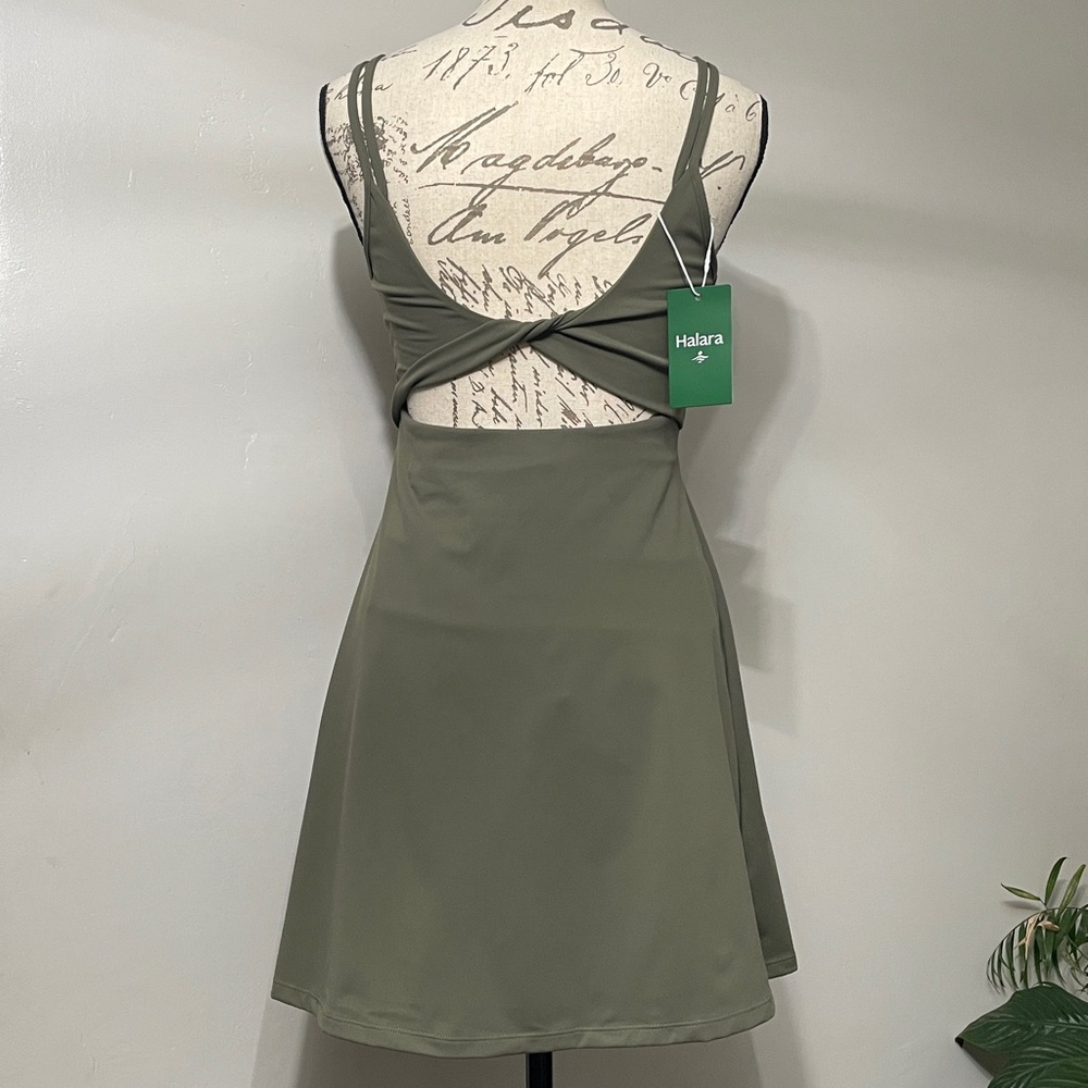 Olive Green Women's Halara dress with shorts - Picture 6 of 13